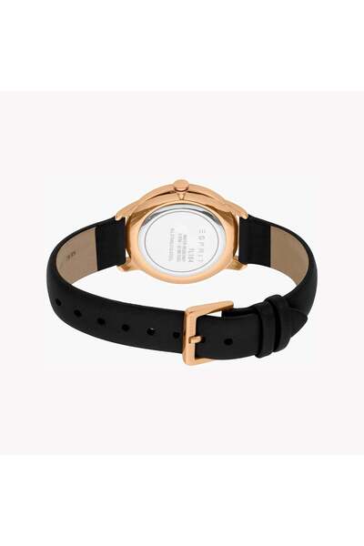 Esprit Women's Black Leather Watch, Silver Dial | Es1l112m0065