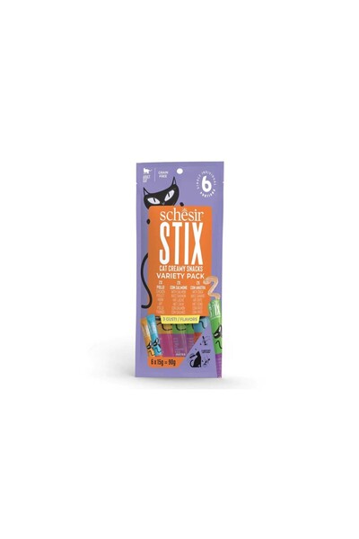 Schesir Cat Stix Tavuk Somon ve Ördekli Karışık Sıvı Krema Kedi Ödülü 6 X 15 gr