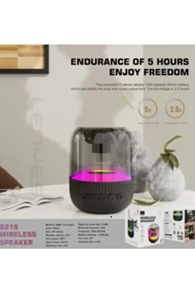 Lenyes S215 LED Wireless Bluetooth Speaker with RGB Lights, 5 Hours Battery Life, Touch Control, Bla