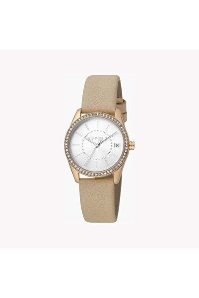Esprit Women's Beige Leather Watch, Silver Dial | ES1L195L0045