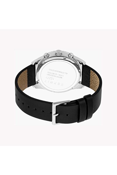 Esprit Men's Black Leather Watch, Black Dial | Es1g030m0015