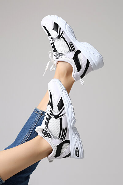 Encool White Mesh Women's Sports Shoes – Stylish and Comfortable Sneaker Model with Black Detailing