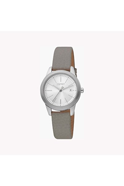 Esprit Women's Grey Leather Watch, Silver Dial | Es1l202m0015