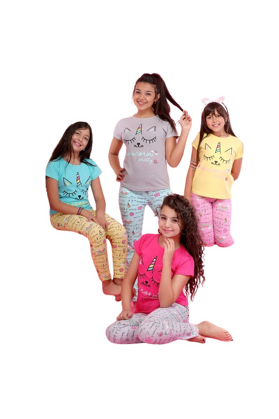 Generic Girls' short-sleeved cotton pajamas - PJ 416