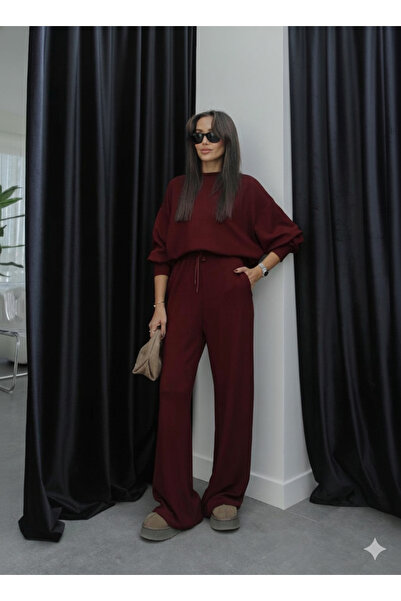 Lovely butik Oversized Tracksuit Set Wide Leg Loose Fit Women's Winter Two-Piece Set
