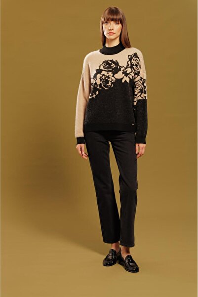 Lal Triko Rose Patterned Knitwear Sweater 12109