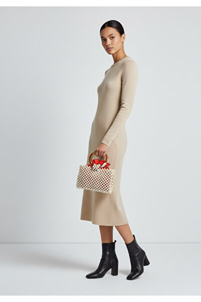 Las Perlas Wooden Bead Round Handle Handbag, Handmade Design Bag, Medium Size...