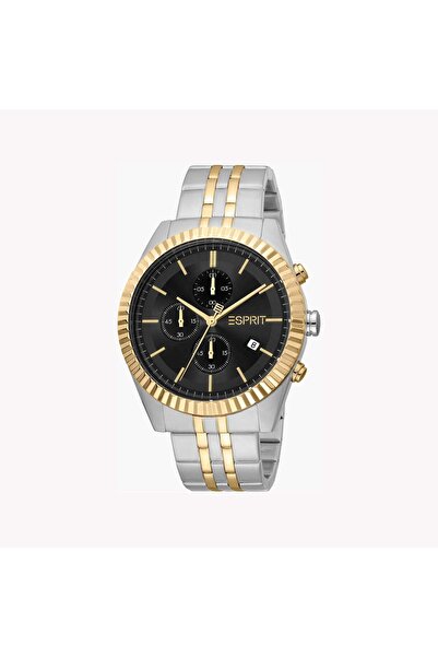 Esprit Men's Silver & Gold Watch, Black Dial | Es1g204m0045