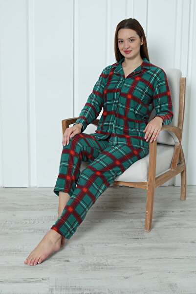 Wordex Σετ χειμερινής γυναικείας πιτζάμας Fawn 3957 με κουμπιά από φλις