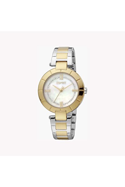 Esprit Women's Silver & Gold Stainless Steel Watch, White Dial | Es1l123m0045