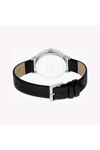 Esprit Women's Black Leather Watch, Silver Dial | ES1L173L0015
