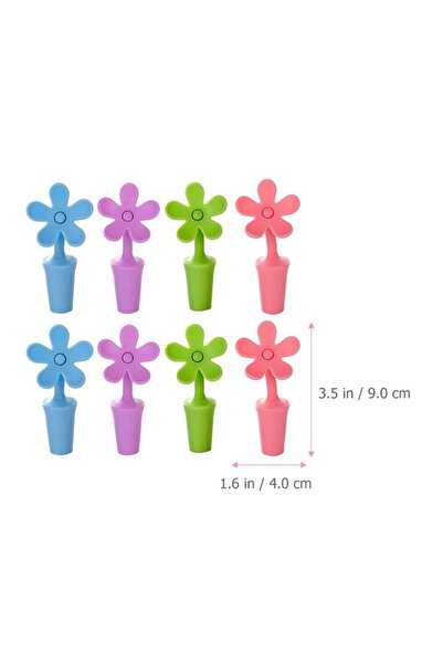 BESTonZON Set of 8 wine bottle stoppers, BESTONZON, silicone, flower shape, reusable