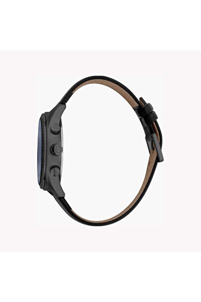 Esprit Men's Black Leather Watch, Blue Dial | Es1g163m0055