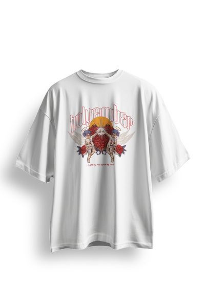 Koi Art Design تي شيرت Light My Fire / قصة فضفاضة للجنسين / 95% قطن عالي الجو...