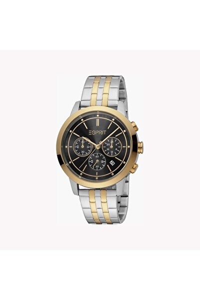Esprit Men's Silver & Gold Watch, Black Dial | Es1g110m0035