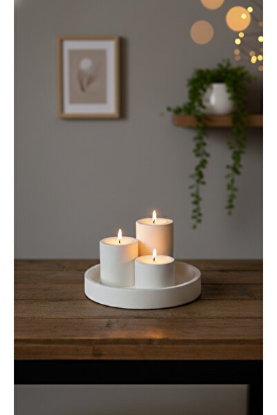 misefhome Beton Tepsili Mum Set (TEALİGHT MUM HEDİYEMİZ)