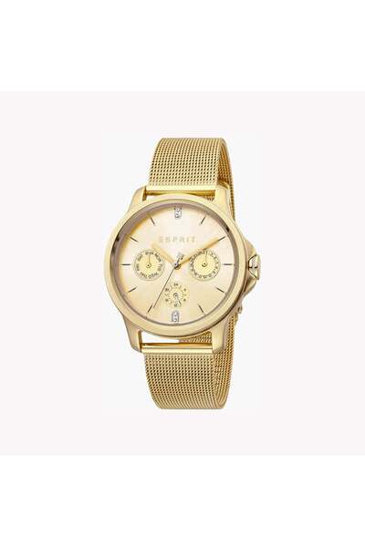 Esprit Women's Gold Stainless Steel Watch, Champagne Dial | Es1l057m0135