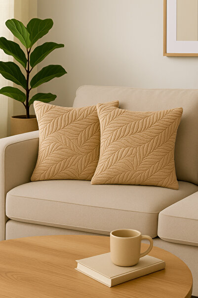 Shadro Textile 2-Piece Furry and Patterned Throw Pillow Cover |   45X45 cm Stylish and Comfortable Premium Pillow