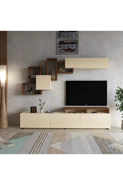 Stylish Home Brown and beige TV cabinet and table - Elit2