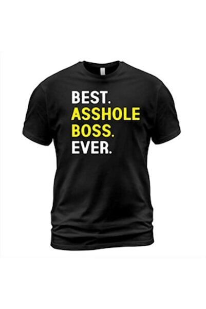 OEM Ανδρικό T-shirt, μοντέλο BEST ASSHOLE BOSS EVER, 100% βαμβάκι, μαύρο, μέγ...