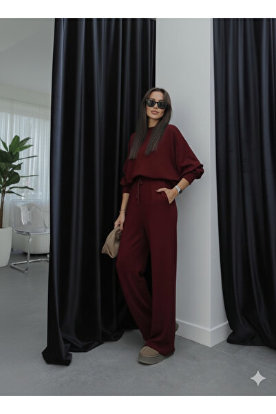 Lovely butik Oversized Tracksuit Set Wide Leg Loose Fit Women's Winter Two-Piece Set