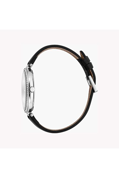 Esprit Women's Black Leather Watch, Silver Dial | Es1l186m0075