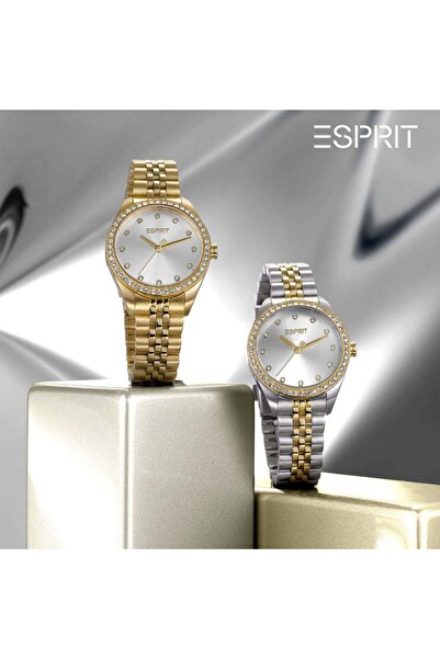 Esprit Women's Gold Stainless Steel Watch, Silver Dial | Es1l103m0035