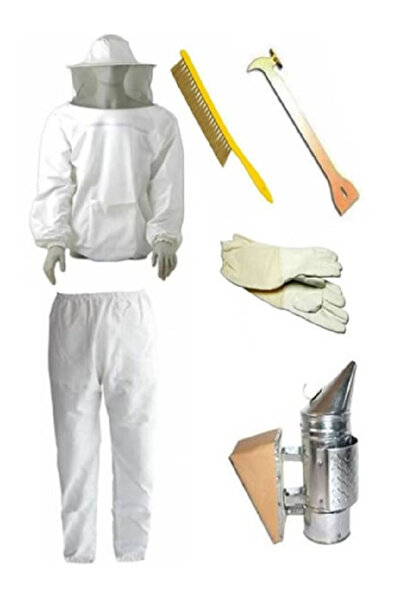 ATARLAR Arıcılık Malzemeleri 6'lı set (Maske+Pantolon+Eldiven+körük+fırça+el ...