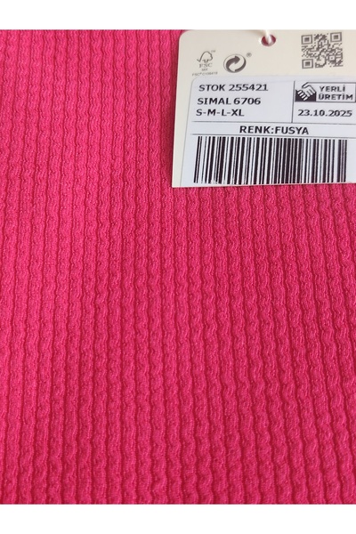 moda felinya Fuchia Half Fishnet Ribbed Non-Wrinkle Fabric Women's Bathing Suit (Slim Fit)