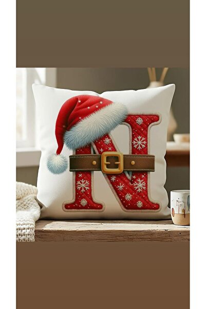 KIRLENTİM New Year Red Beret Belted Letter-N-Cushion-Cover
