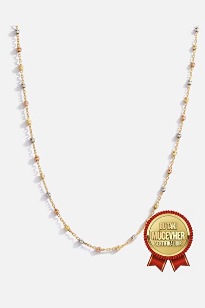 MEKS JEWELS Mikron Altın Kaplama Gümüş Dorika Kolye