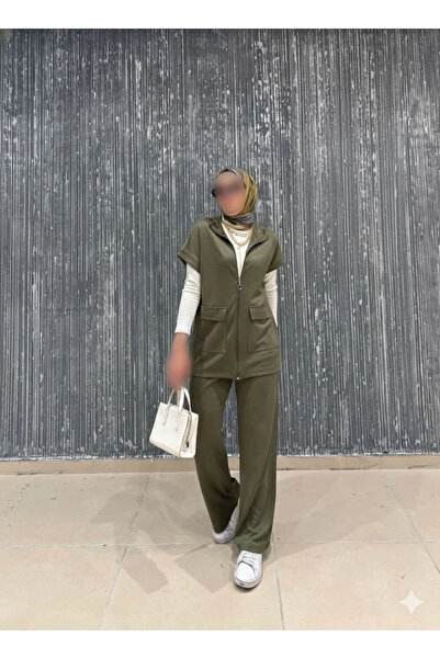 LAVİTTA Women's Zippered 3-Piece Set - Hijab-Friendly Comfortable Fit and Wide-Leg Pants