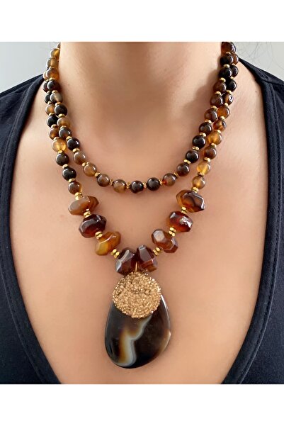 Takkı by Handan Akik taşı tasarım kolye.