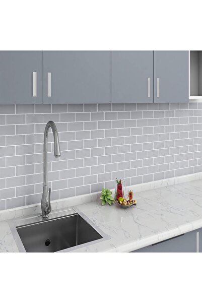 OEM Set of 10 WoStick Self-Adhesive 3D Tiles, 30.5 x 30.5 cm, Decorative, Water Resistant, Light Gray