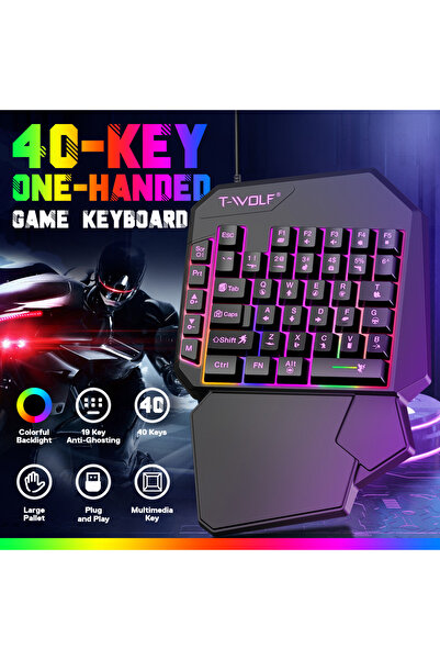 Zilvana 5’li Oyun Seti Tek El Klavye + Mouse + Dönüştürücü + Stand + Mouse Pad