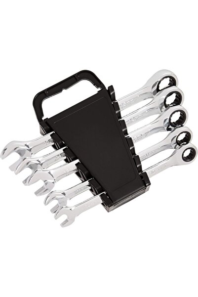 Amazon basics 5-Piece Ratcheting Combination Wrench Set (Metric) – Chrome Finish, 10/11/13/14/15 m