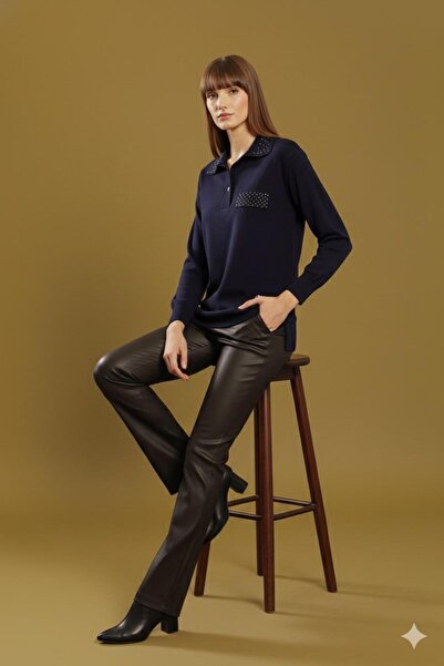 Lal Triko Polo Neck Zimba Detailled Sweater 12022