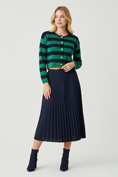 KOZİA OUTDOORS Ženski pleteni kardigan sa dugmićima Prugasto modela Skraćeni ...