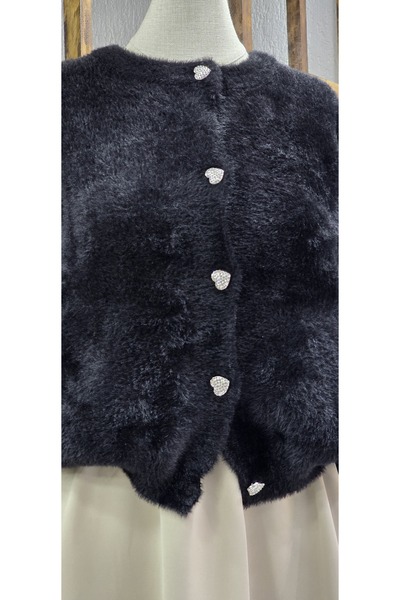 NANTİREA Soft Cardigan with Heart Buttons