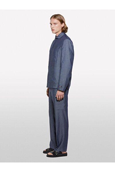 Sisley Linen Blend Drawstring Pocket Jogger Pants Men's Blue Trousers - 325P4Nzvsf05A