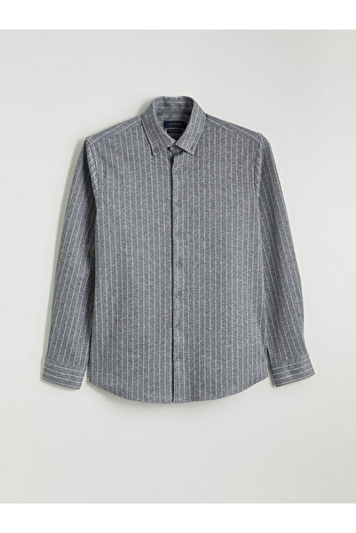 LC Waikiki Gray Striped Long Sleeve Men's Shirt