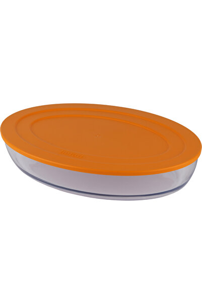 Borart Turuncu Plastik Kapaklı Büyük Sade Oval Tepsi