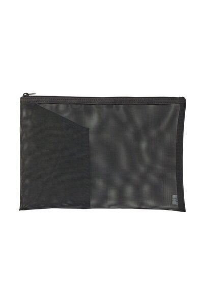 Muji حافظة شبكية من النايلون مع جيب، مقاس A5، أسود