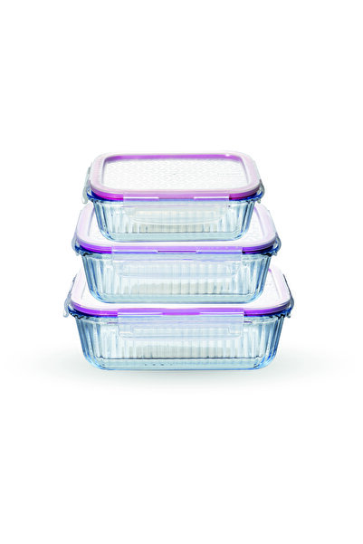 Borart Optik Desenli Mini 3'lü Takım Saklama Kabı