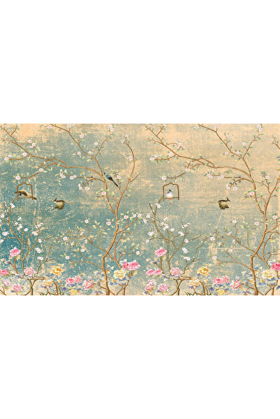 Home Çiçekli dallar ve uçuşan kuşlar poster duvar kağıdı