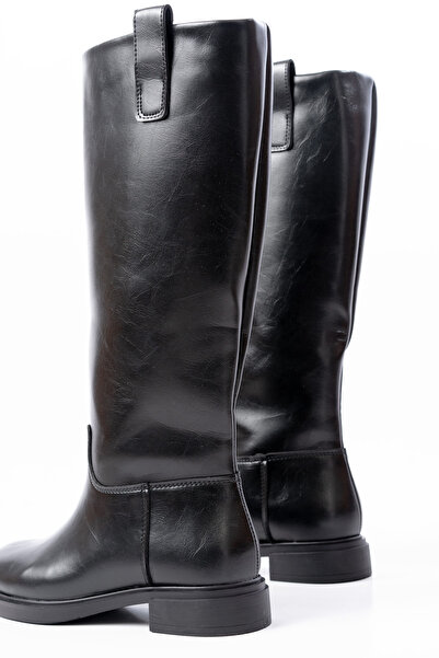 SEEM & BE Cizme de damă Emma, fără fermoar, cu talpă anti-alunecare, din piele lăcuită, negre