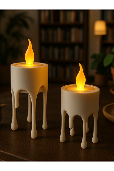 loftico Akan Mum Şeklinde Tealight Mum Tutucu 2’li Seti - Tealight Hediye