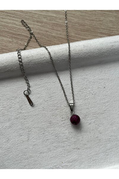 Pel Design قلادة من الفولاذ مصنوعة يدويًا من حجر الياقوت مقاس 8 مم