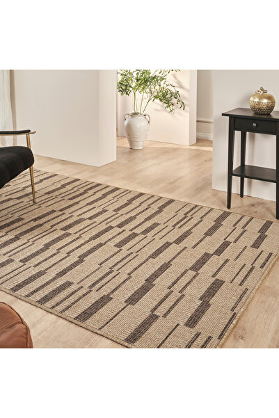 Kaşmir Halı Kilim Jüt Ravon Brown Salon Mutfak Halısı Yolluk