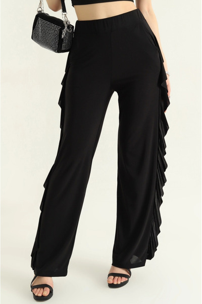 TBL DEKOR    Women's High Waist Flounce Side Pockets Sandy Pants